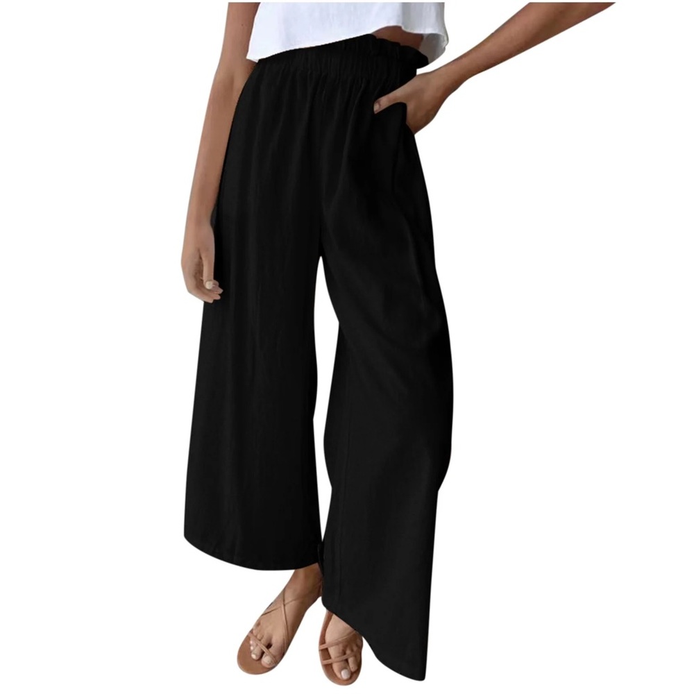 (3/$25) SOHO Apparel Black Wide-Leg Stretch Waistband Pants Size M